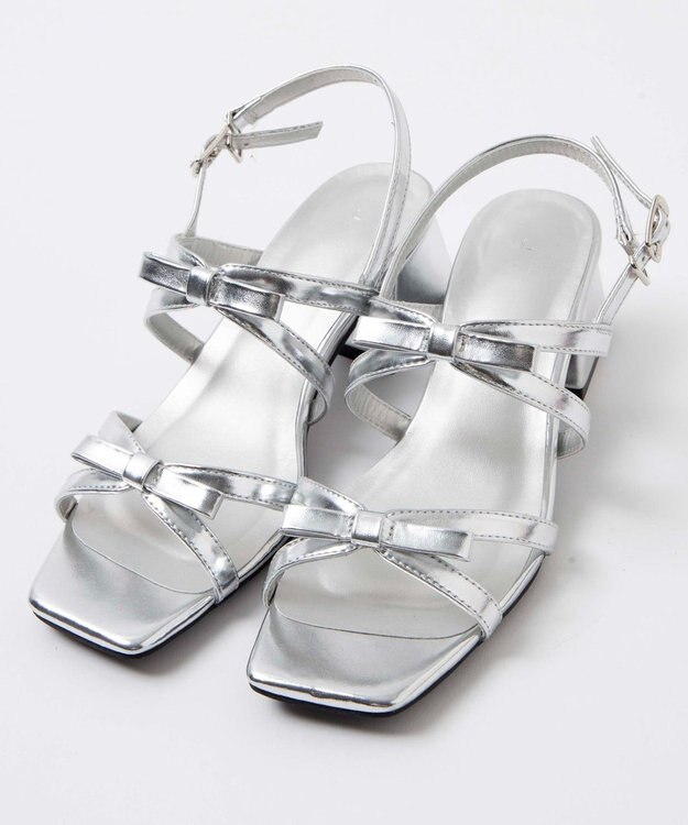 WEGO リボンヒールサンダル シルバー