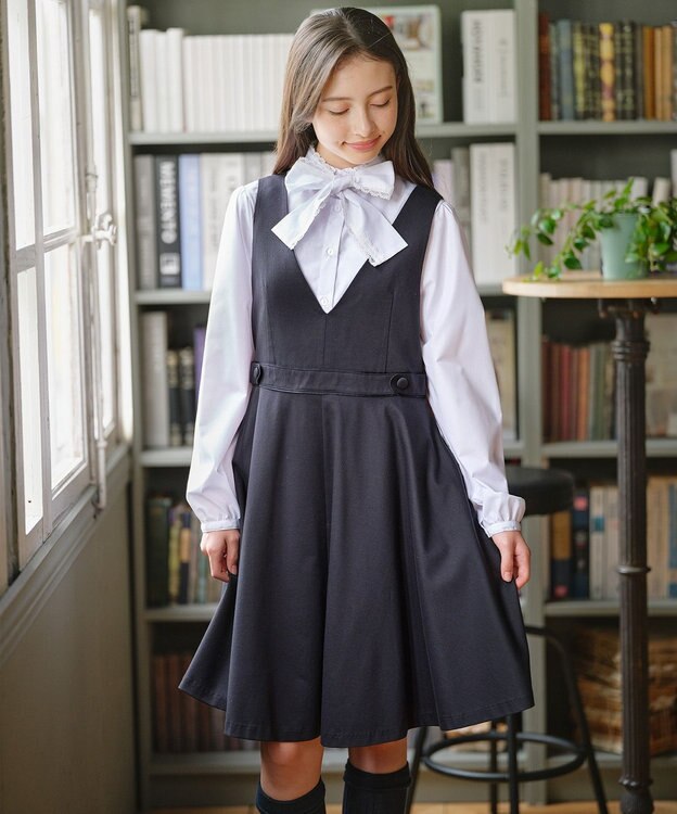 組曲 KIDS 【150-170㎝】 レースリボンタイブラウス オフホワイト