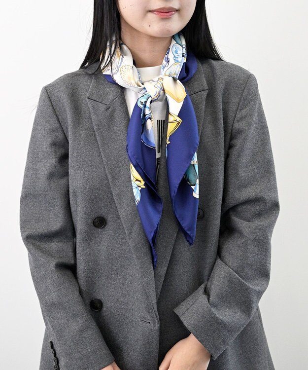 Marca ＜春の新色！＞【Marcaオリジナル】パフュームボトル  大判 シルクツイル スカーフ ネイビー