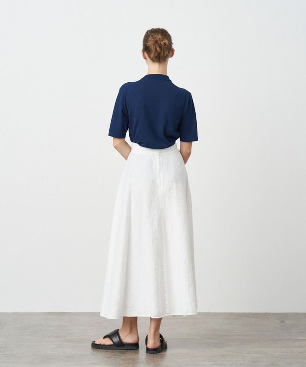 ATON HEMP OXFORD | フレアスカート WHITE