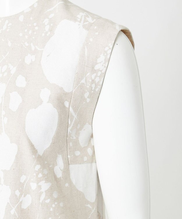 23区 L 【エステータ】ピグメントプリント ワンピース フラックスxホワイト