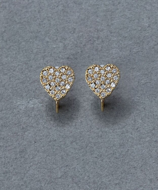 Phoebe 〈痛くないシリーズ/金属アレルギー対応〉ハートパヴェビジューライトフィットイヤリング ゴールド