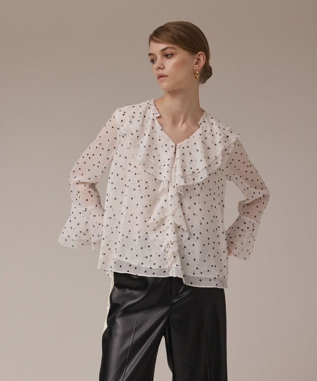 GRACE CONTINENTAL ラッフルドットトップ ホワイト