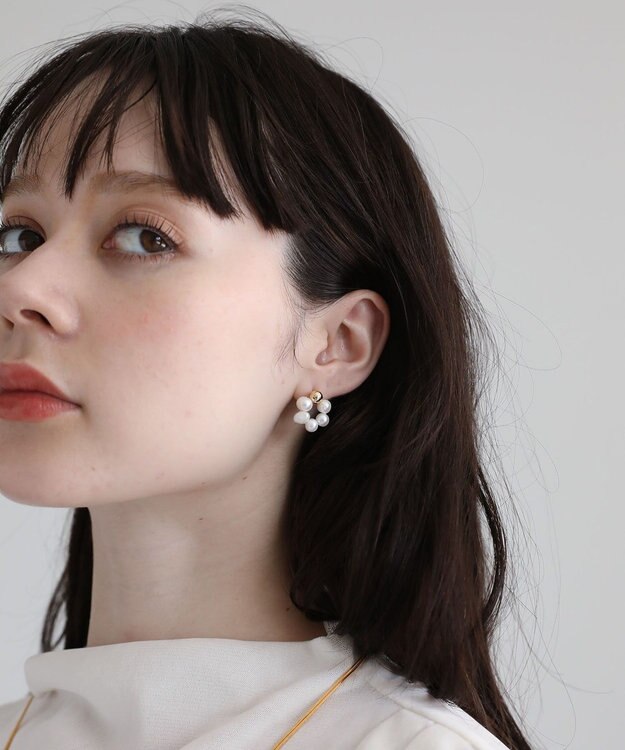 Green Parks ・ＨＡＬＦ　ＴＩＭＥ　淡水パールリングピアス Gold