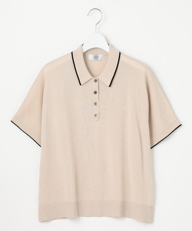 J.PRESS LADIES L 【洗える】ドライコットン ポロ ニット グレージュ系