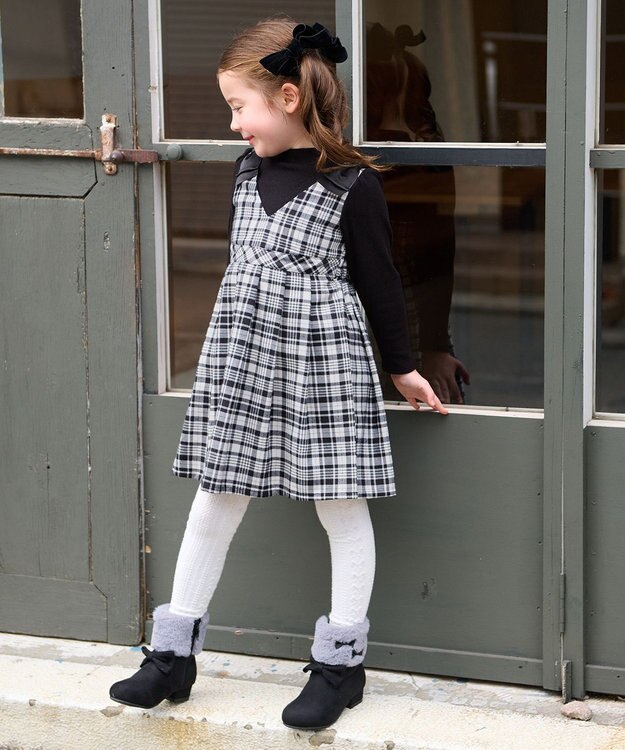 ANY KIDS ドッキングチェックワンピース ブラック