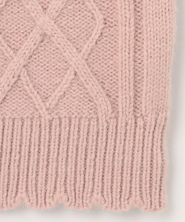 ANY KIDS リボン ケーブル ニット ピンク