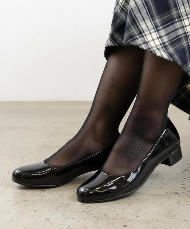 Pointer 日本製 本革 生活防水機能付きパンプス ブラック(エナメル)