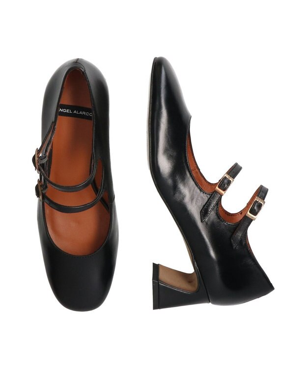INTER-CHAUSSURES 【ANGEL ALARCON】ダブルストラップパンプス ブラック