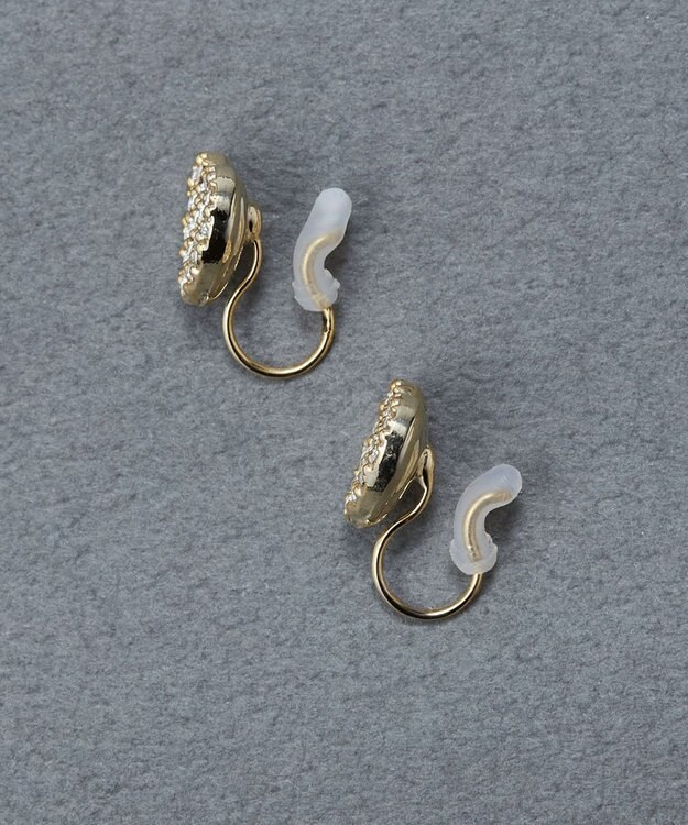 Phoebe 〈痛くないシリーズ/金属アレルギー対応〉ハートパヴェビジューライトフィットイヤリング ゴールド