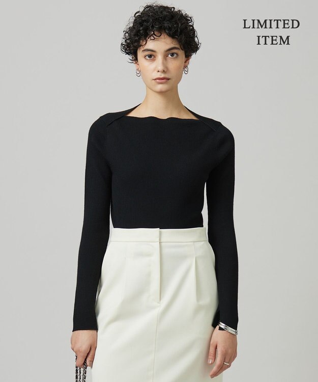 ICB 【WEB限定】 エクストラファインメリノ ボートネックプルオーバー ブラック系