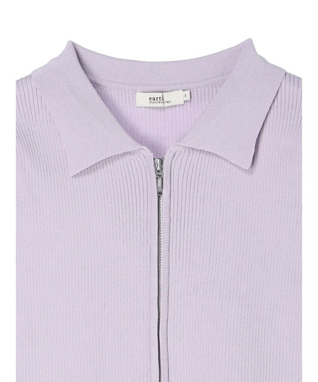 earth music&ecology 衿付きダブルＺＩＰカーディガン Lavender