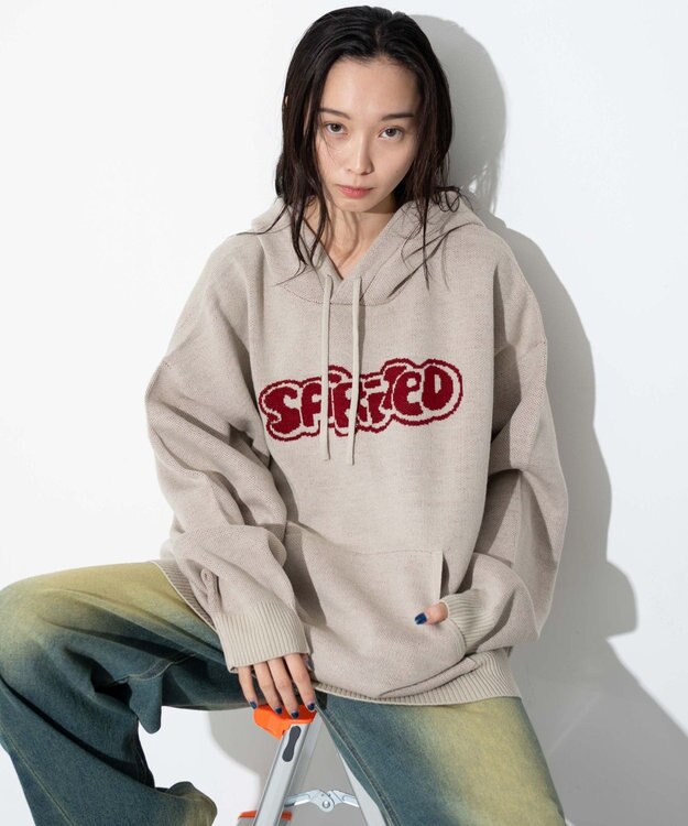 WEGO 【ユニセックス着用ITEM】ジャガードグラフィックパーカー ホワイト