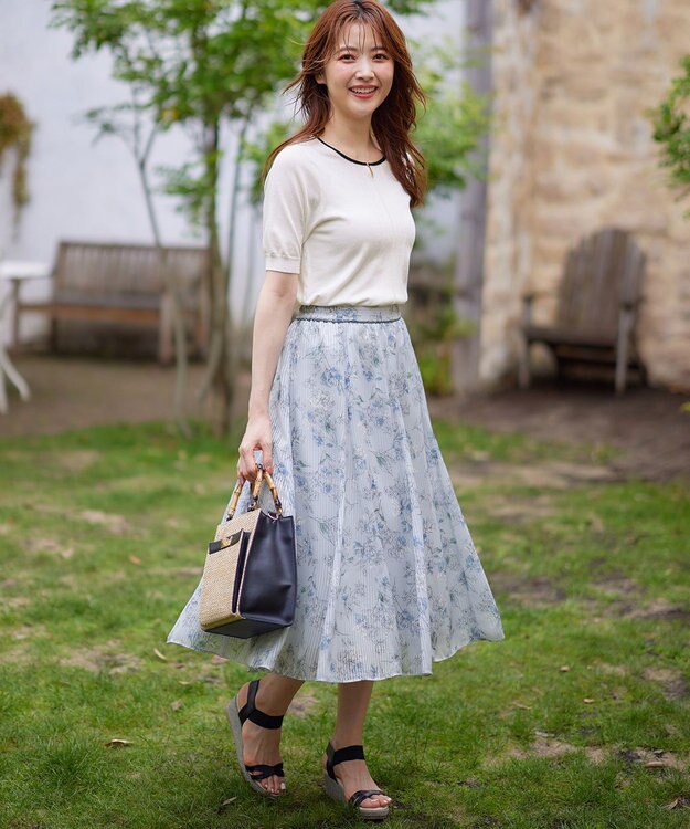 ANY SIS S 【美人百花7月号掲載】ファジーカラーフラワー スカート ブルー系