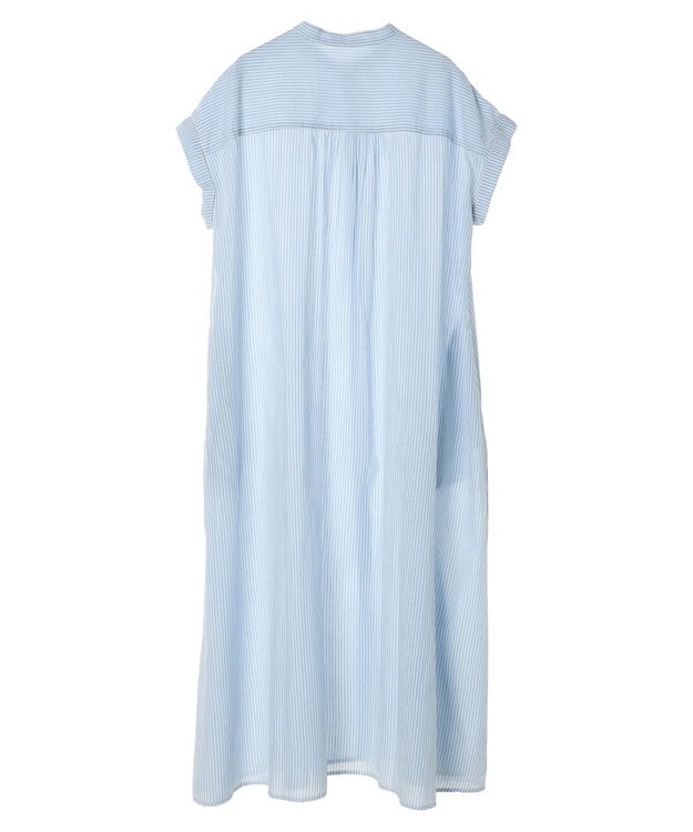 CRAFT STANDARD BOUTIQUE インド綿バンドカラーワンピース Stripe Sax