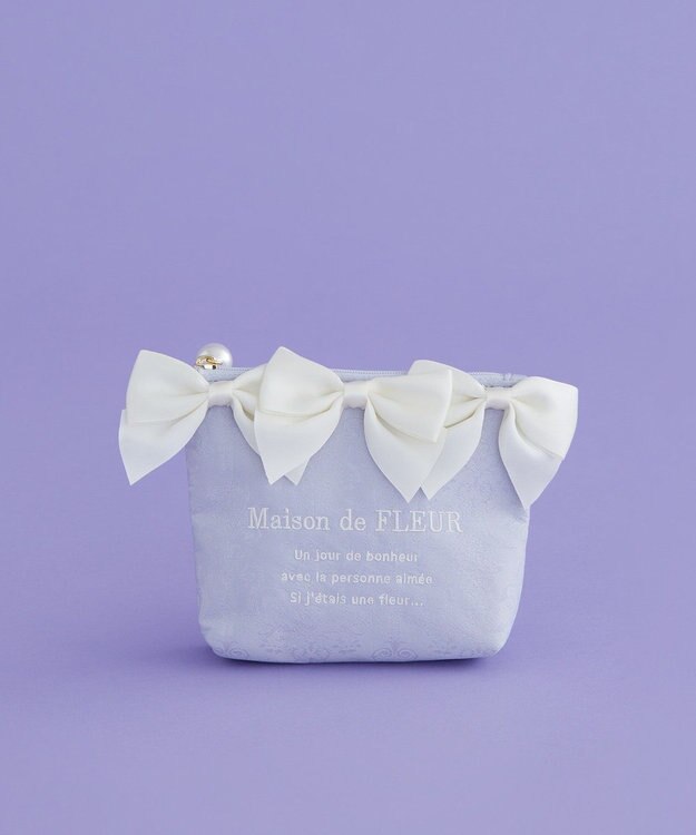 Maison de FLEUR ジャカードリボンポーチ Blue