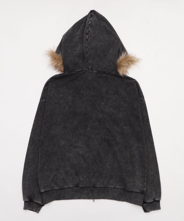 WEGO 【25年秋冬新作】ファーフードBIGZIPパーカー スミクロ