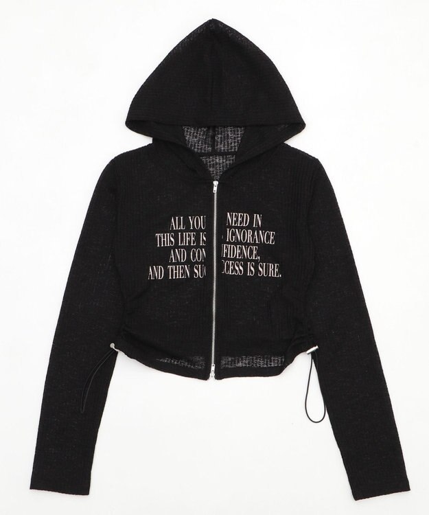 WEGO グラフィックシアーリブパーカー ブラック