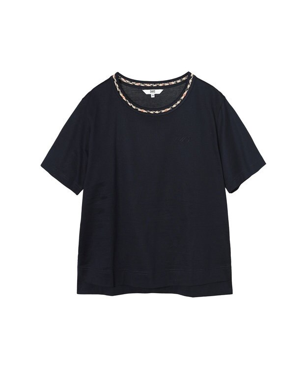 DAKS ミニハウスチェック襟 Tシャツ ネイビー