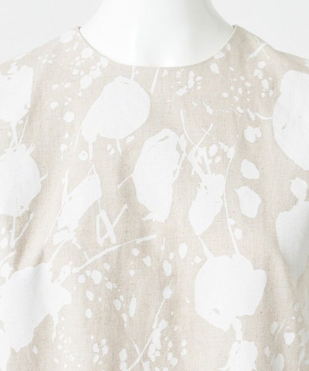 23区 L 【エステータ】ピグメントプリント ワンピース フラックスxホワイト