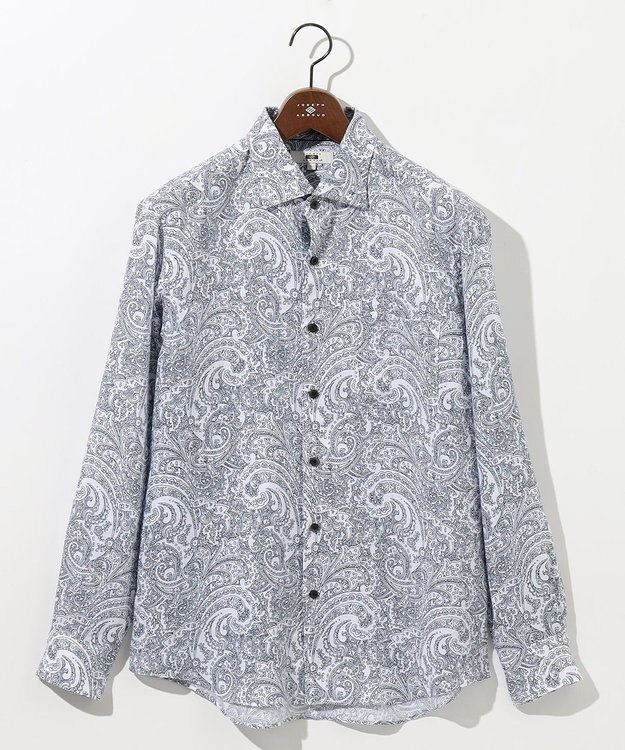 JOSEPH ABBOUD 【キングサイズ・麻100％・軽い・涼しい】 モイスチャーリネンペイズリー シャツ ブルー系6