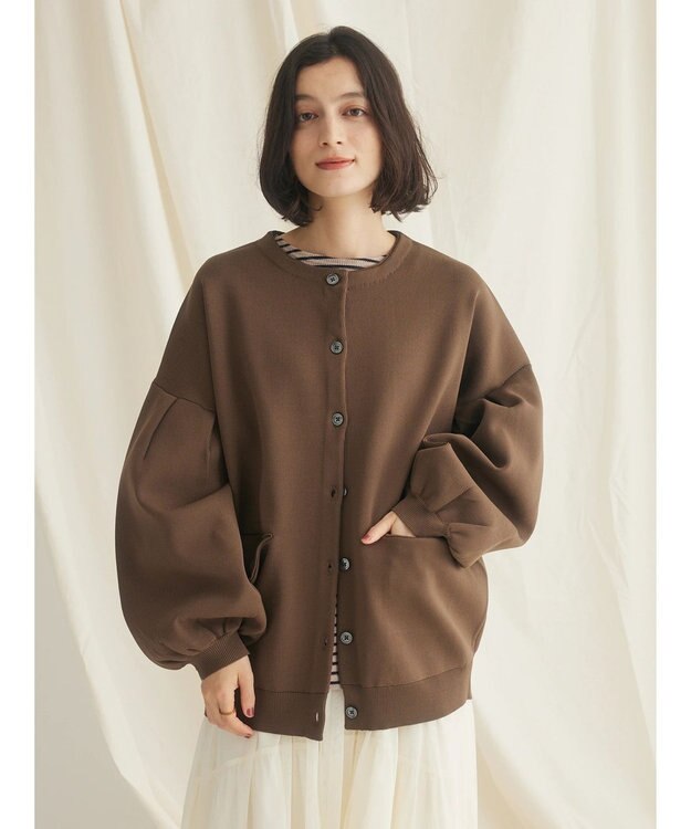 CRAFT STANDARD BOUTIQUE リサイクルポリエステルニットカーディガン Brown