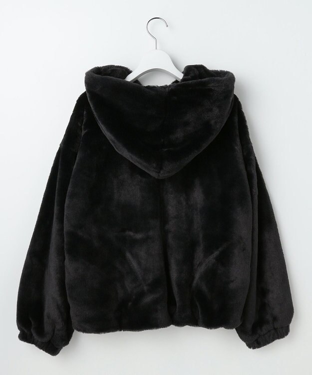 Feroux フード付きフェイクファー パーカー ブラック系