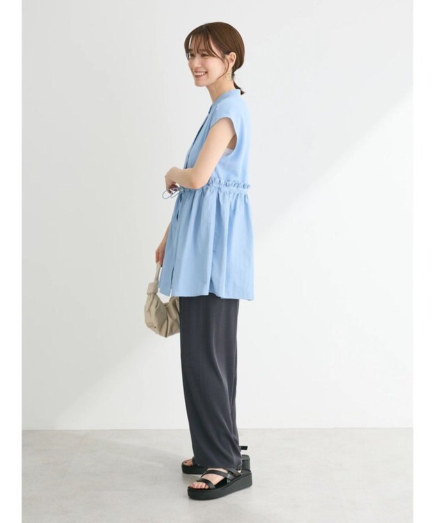 Green Parks 異素材ドッキングチュニック Blue