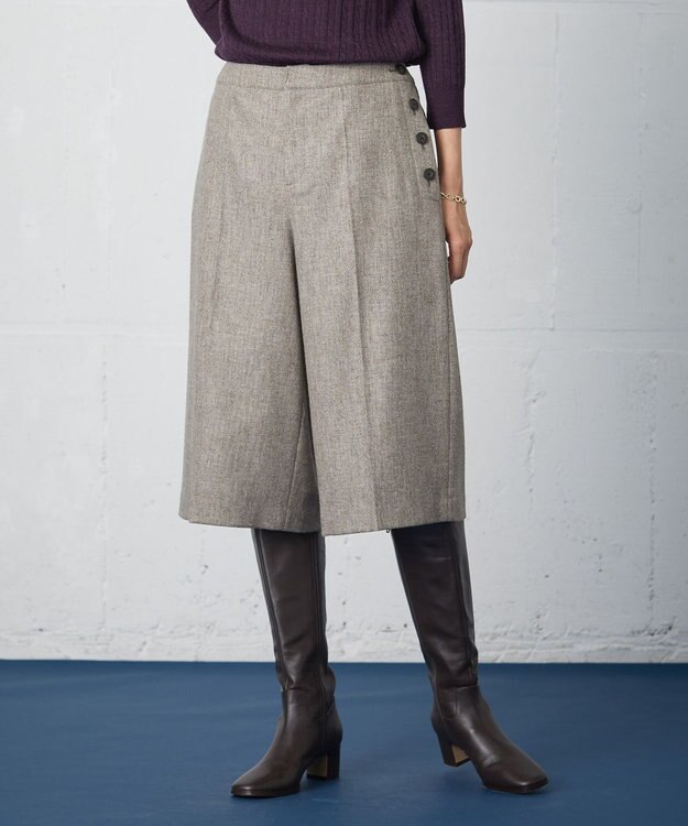 J.PRESS LADIES シャンブレーツイル キュロット パンツ ブラウン系