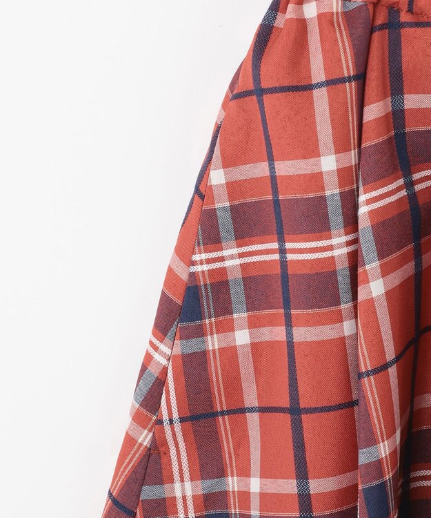 ANY 【ウエストゴム】イージーケアチェック スカート オレンジチェック