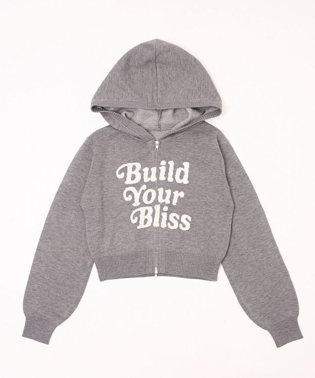 WEGO グラフィックジャガードニットZIPパーカー グレー