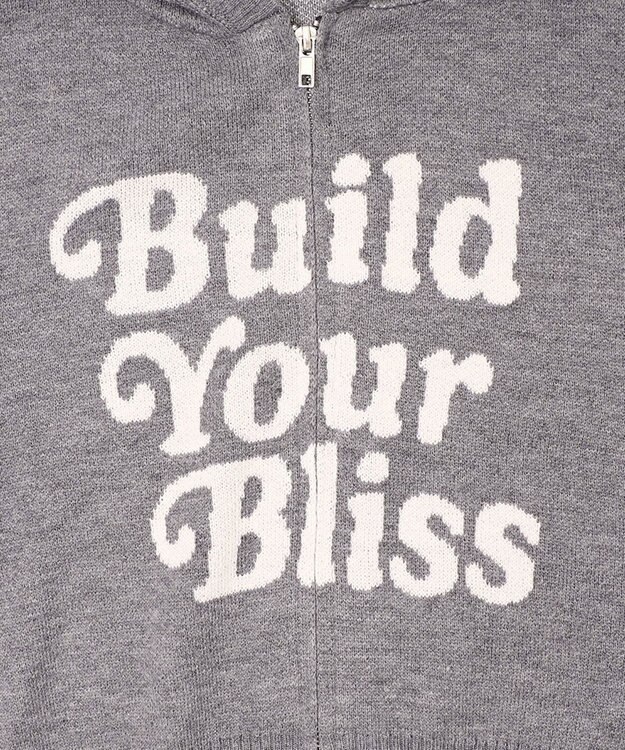 WEGO グラフィックジャガードニットZIPパーカー グレー