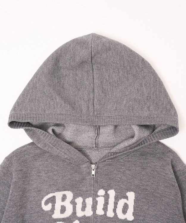 WEGO グラフィックジャガードニットZIPパーカー グレー