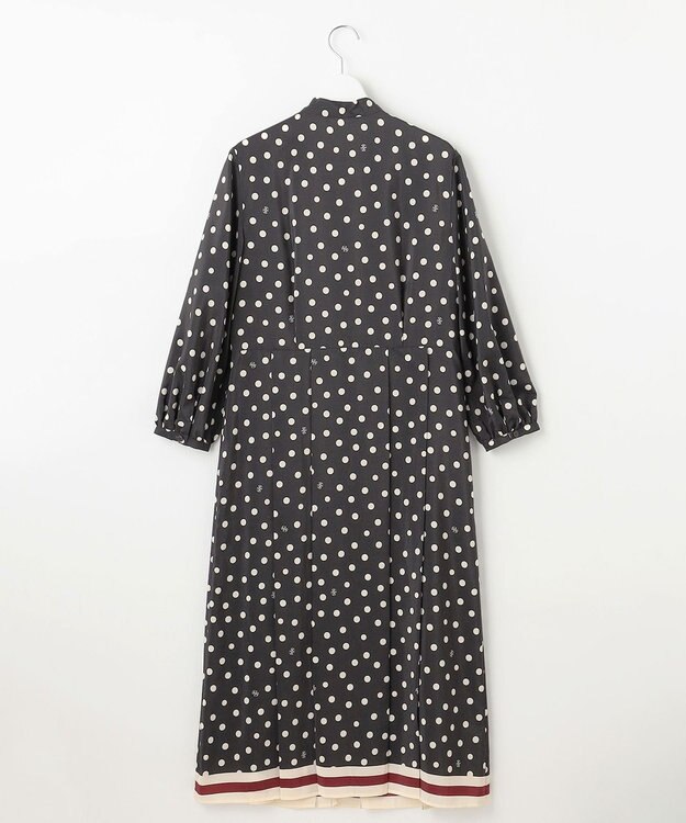 自由区 S 【洗える】ポルカドットプリント ワンピース アッシュ×アイボリー