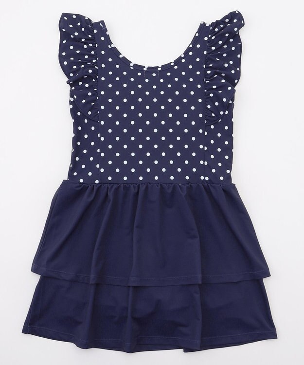 組曲 KIDS 【SS-Lサイズ】 フリルスカートスイムウェア(ワンピース) ネイビー