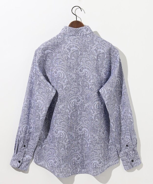 JOSEPH ABBOUD 【キングサイズ・麻100％・軽い・涼しい】 モイスチャーリネンペイズリー シャツ ネイビー系6