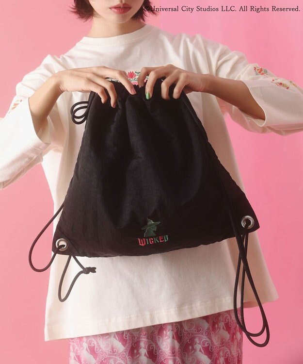 Green Parks ■ＷＩＣＫＥＤ　アイコン刺繍ナップサック Black