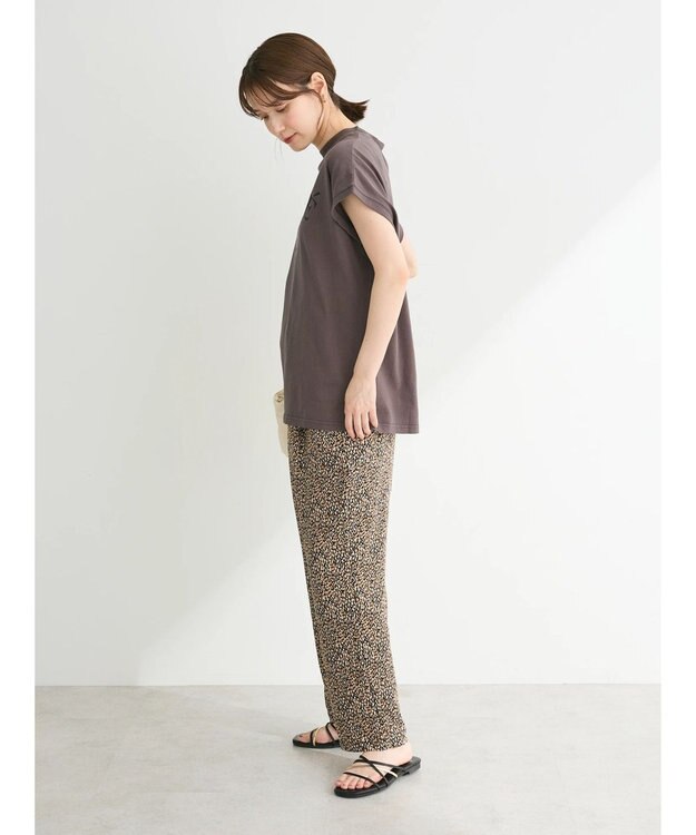 Green Parks クリンクルテーパードイージーパンツ Leopard