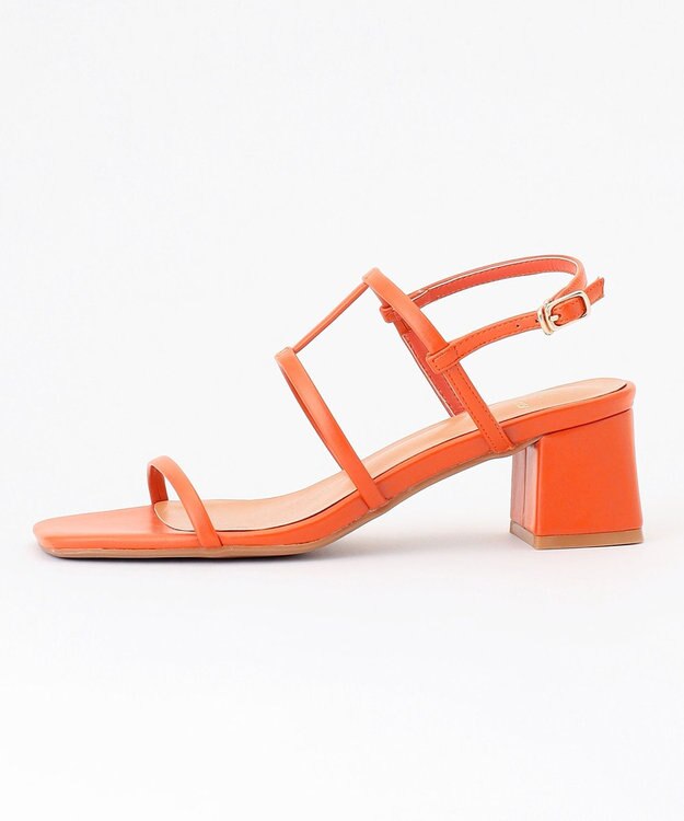 組曲 ナローストラップサンダル オレンジ系9