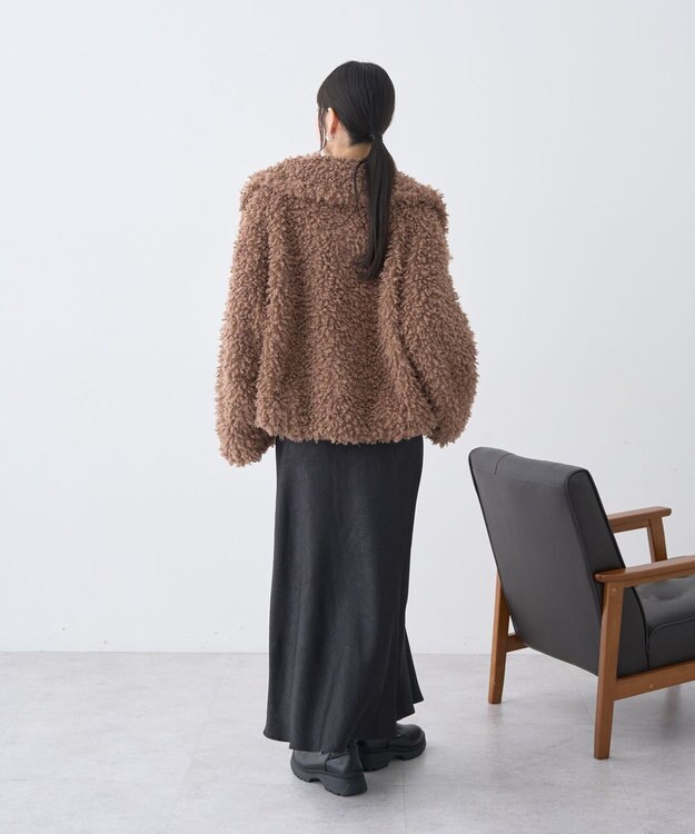 earth music&ecology プードルファーショートブルゾン Brown