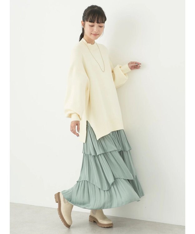 earth music&ecology やわらかタッチハイネックチュニック Ivory