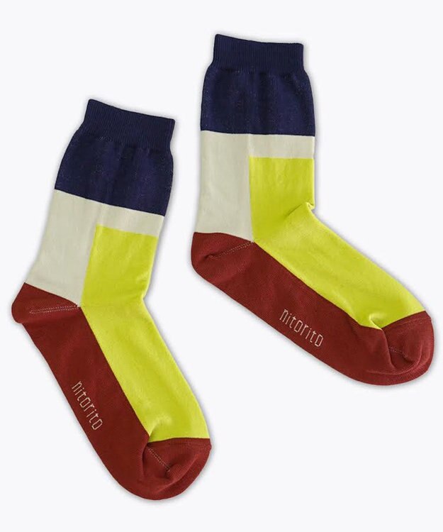 nitorito 【UNISEX】米沢オリジナル柄 block 靴下 navy