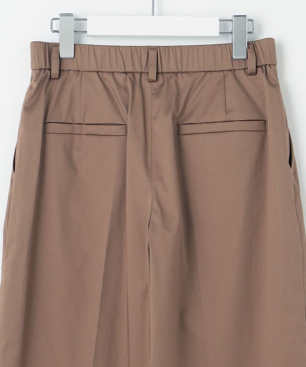 自由区 L 【接触冷感・洗える】コットンサテンストレッチクロップド丈ワイド パンツ モカ