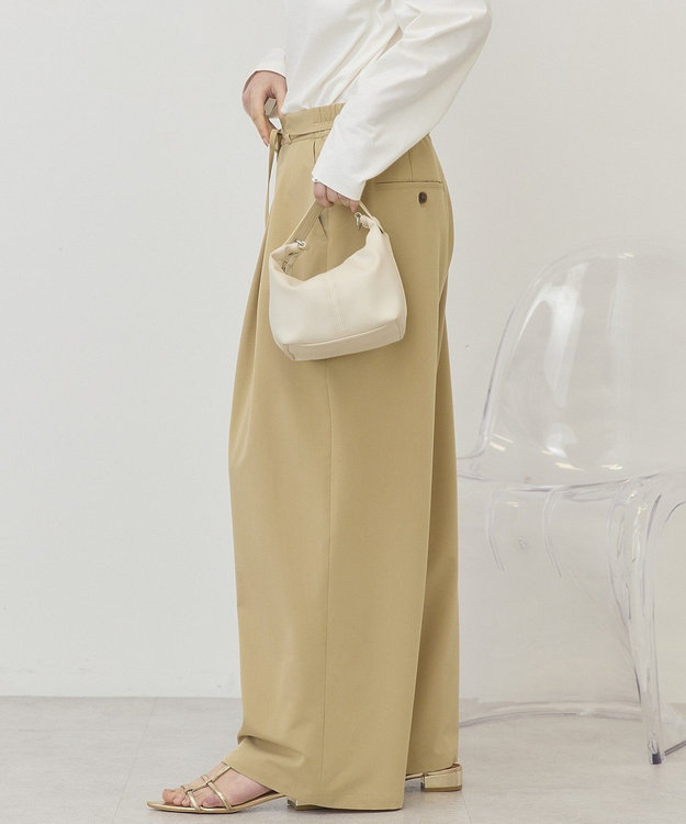 AMERICAN HOLIC リボン付きタックワイドパンツ Beige