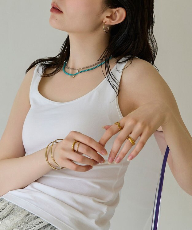 Phoebe 〈金属アレルギー対応〉デュオフォルムループリング　ゴールド　ねじれ/ひねり/ステンレス ゴールド