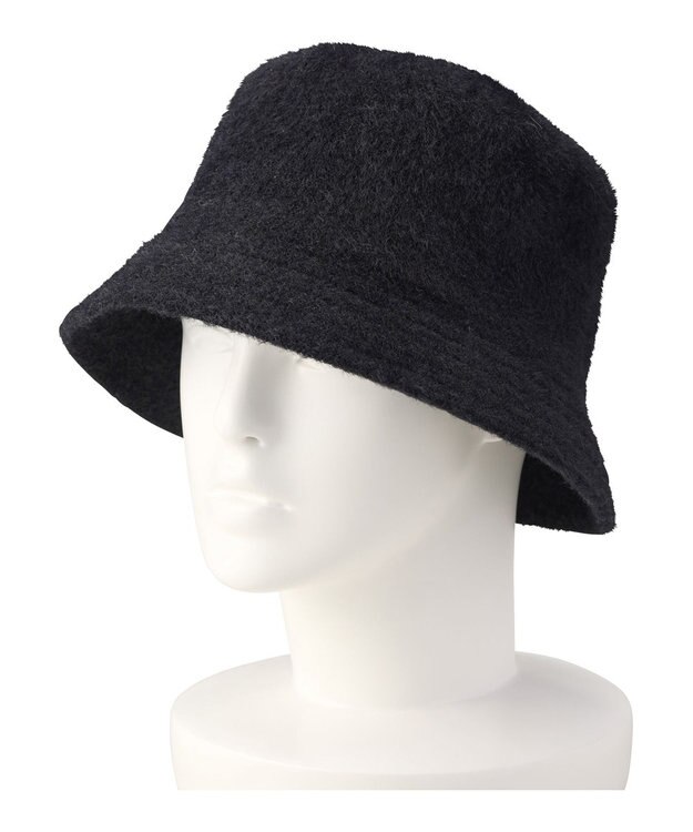 MOONBAT 【洗える】estaa アンゴラ風バケットハット ブラック