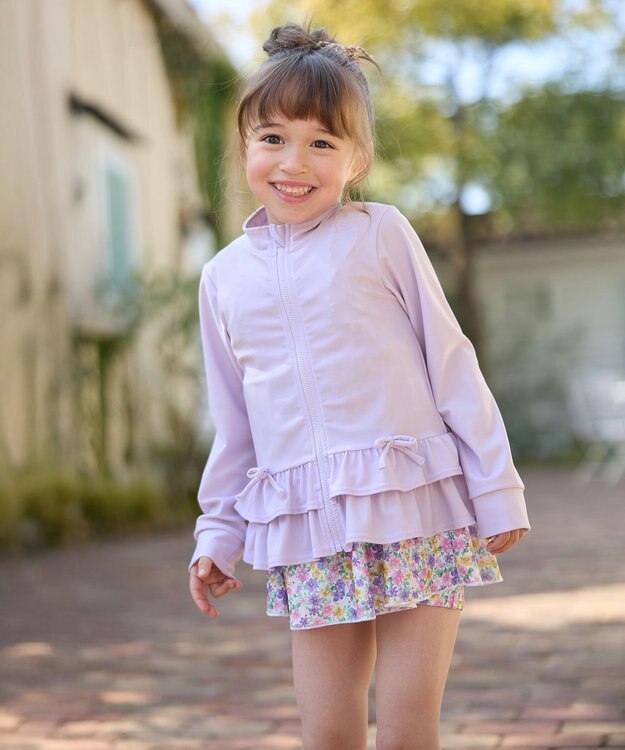 ANY KIDS 裾フリル　ラッシュガード ラベンダー