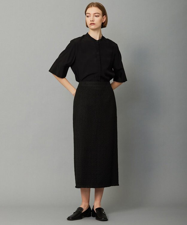 ICB スラブヤーンツイード ナロースカート ブラック系