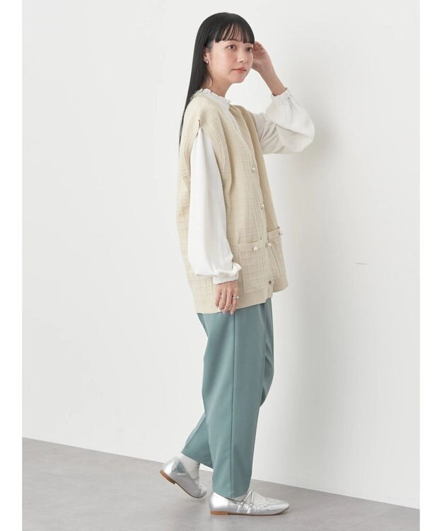 earth music&ecology パールボタンスポンディッシュベスト Ivory