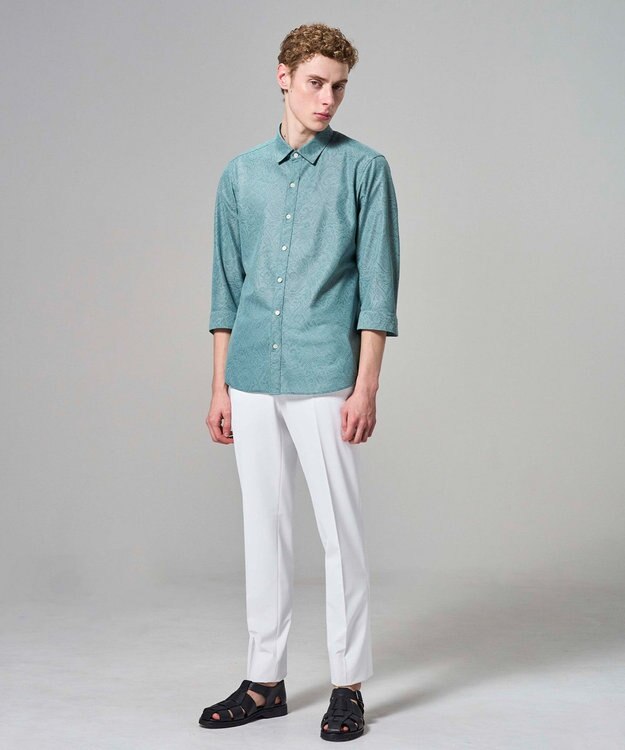 JOSEPH HOMME 【新柄】ヨシタレース　7分袖レギュラーカラーシャツ スモーキーグリーン系